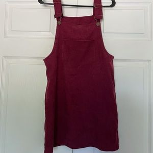 Maroon corduroy overall dress